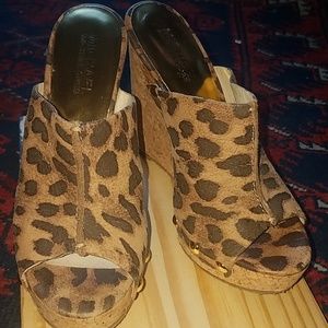 Michael Kors cork heeled wedge mules